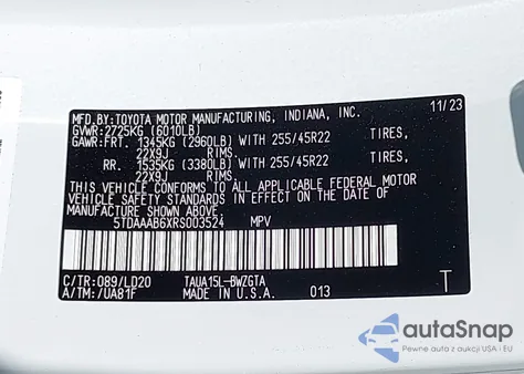 2024 Lexus Tx 350 Luxury из США, поврежденный, VIN 5TDAAAB6XRS003524